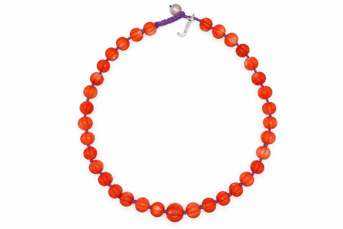 JWJ - Round Pumpkin Bead Coral Necklace