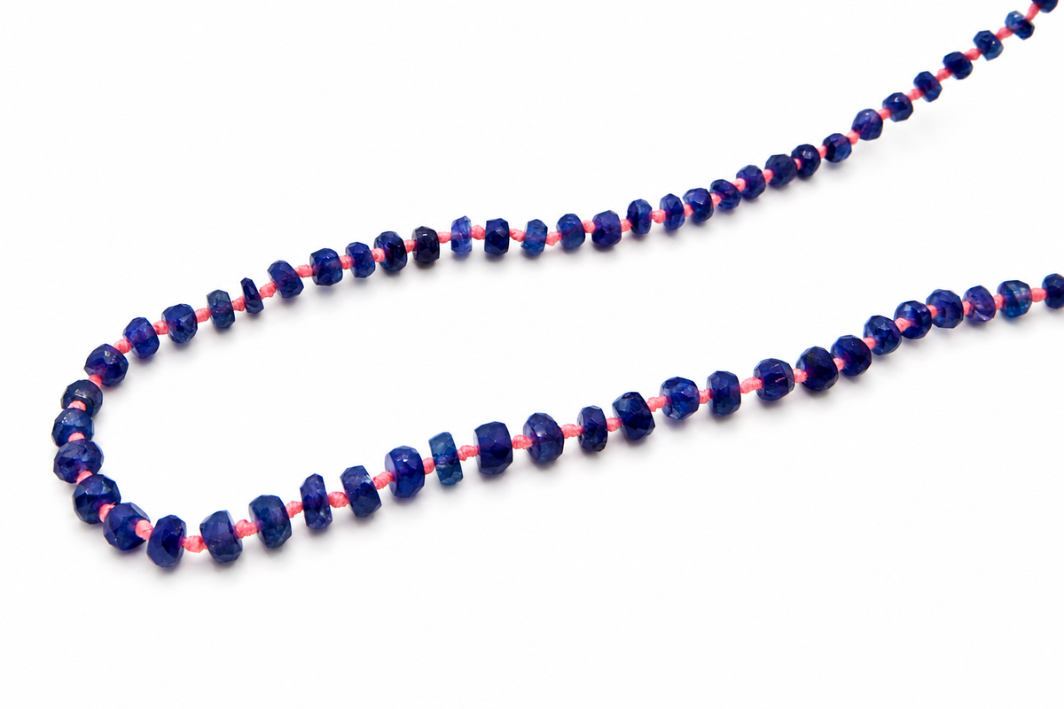 JWJ - Graduated Faceted Blue Sapphire Rondelles Necklace