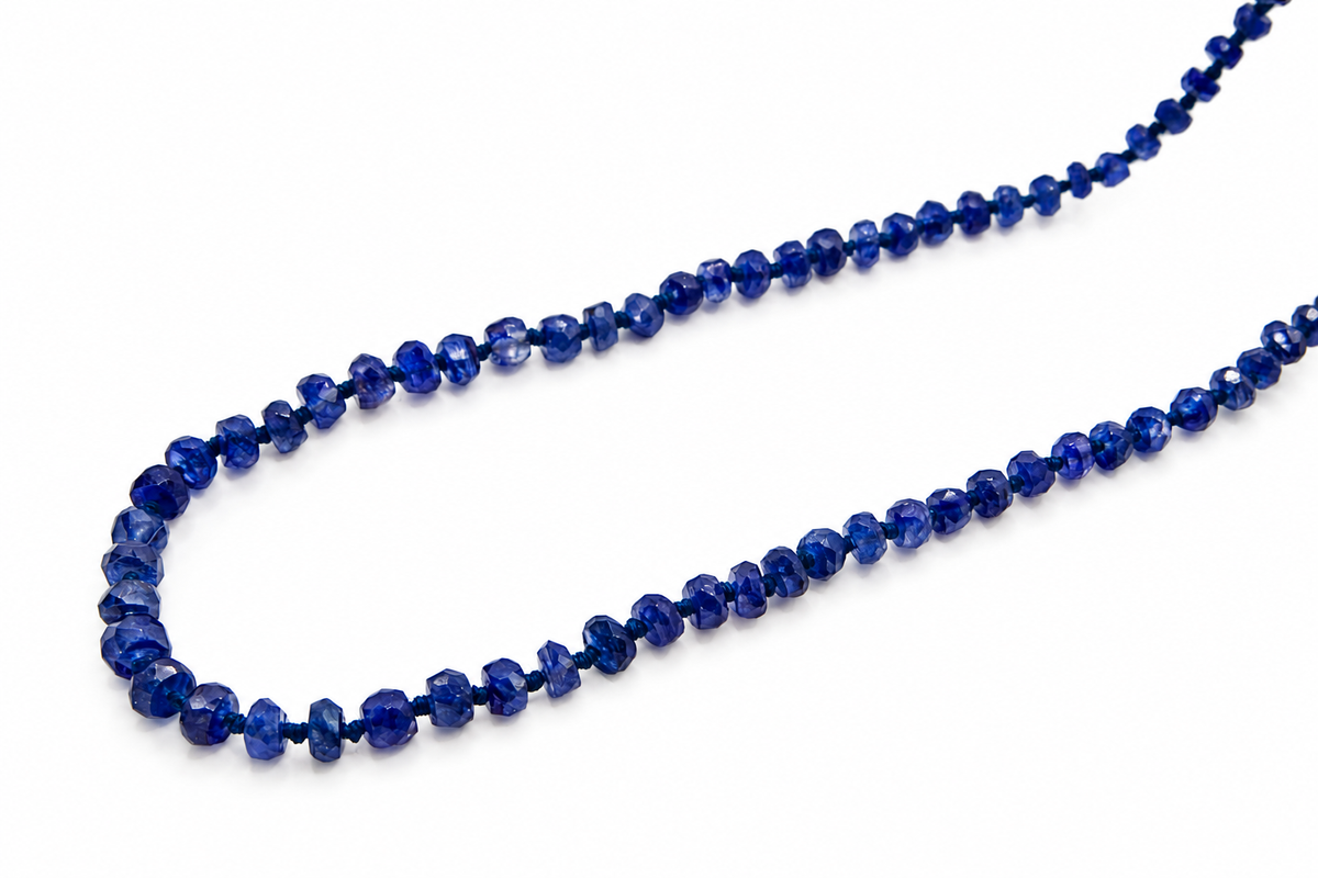 JWJ - Graduated Faceted Blue Sapphire Rondelles Necklace