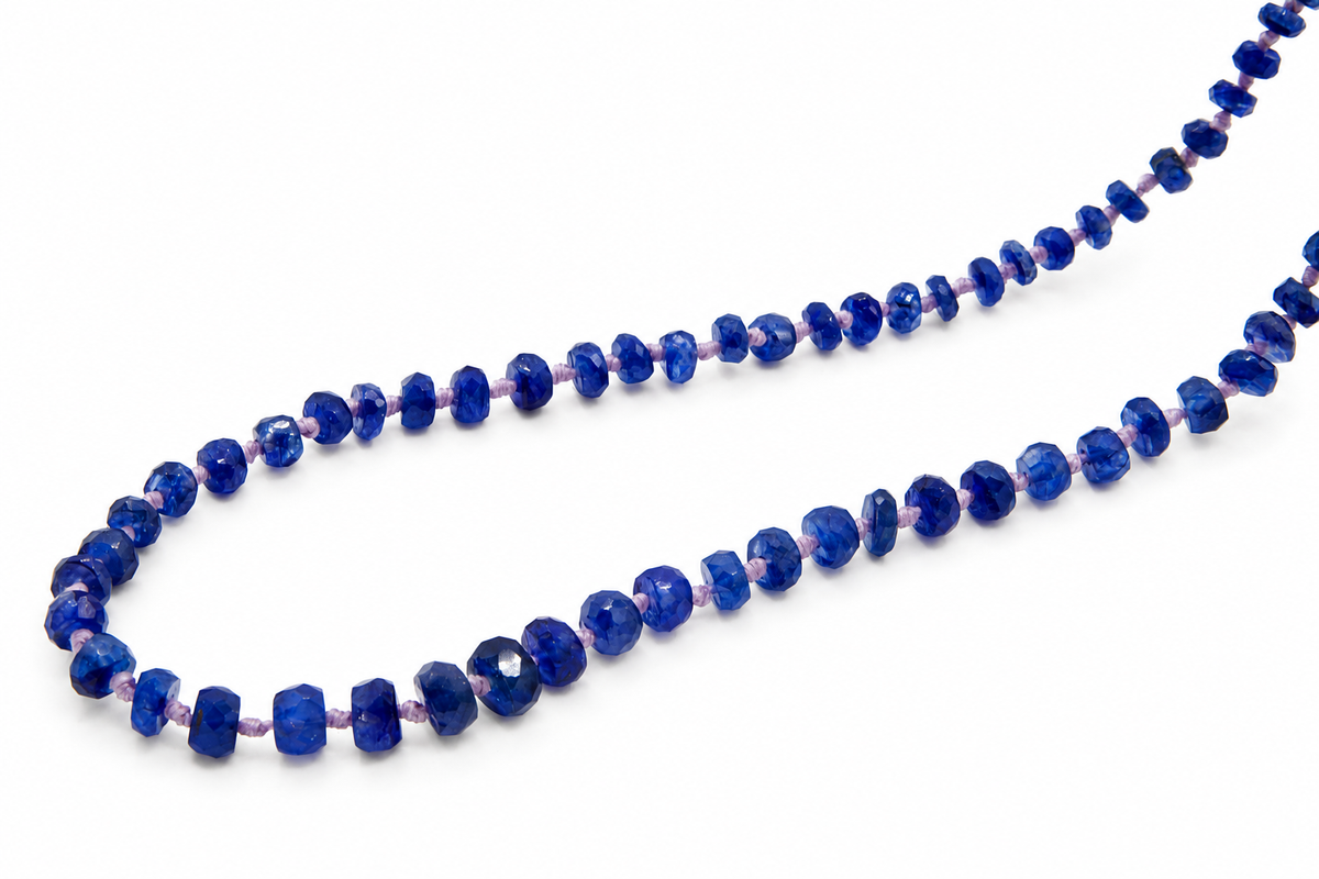 JWJ - Graduated Faceted Blue Sapphire Rondelles Necklace