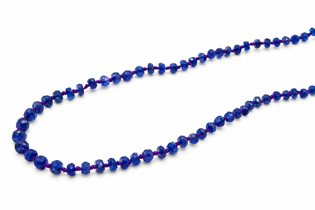 JWJ - Graduated Faceted Blue Sapphire Rondelles Necklace