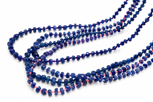 JWJ - Graduated Faceted Blue Sapphire Rondelles Necklace