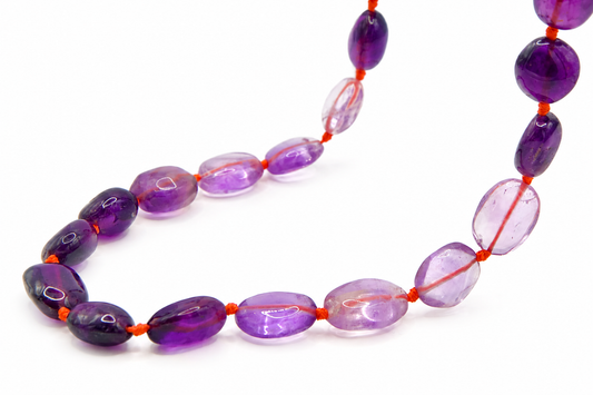 JWJ- Cabochon Colorblock Pebble Amethyst Necklace