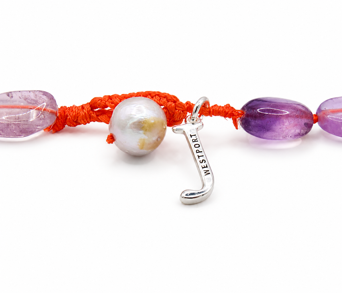 JWJ- Cabochon Colorblock Pebble Amethyst Necklace