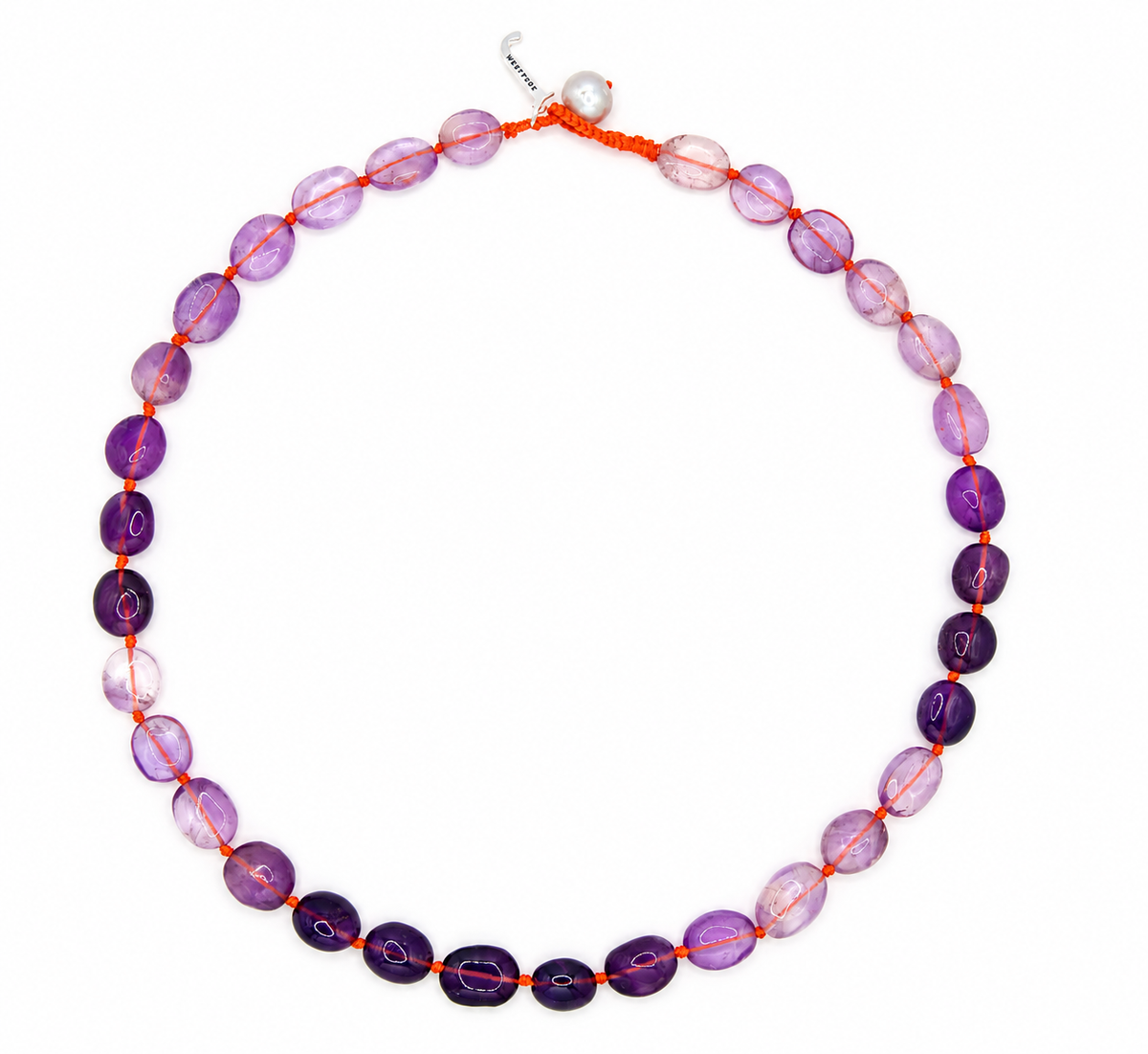 JWJ- Cabochon Colorblock Pebble Amethyst Necklace