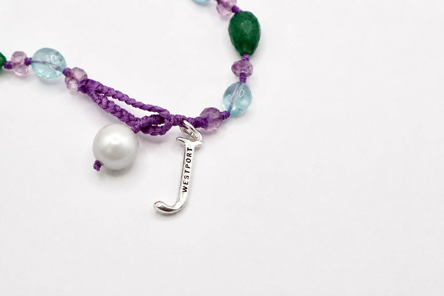JWJ - Faceted Rondelle Amethyst/Emerald/ Aquamarine Cabochon Necklace