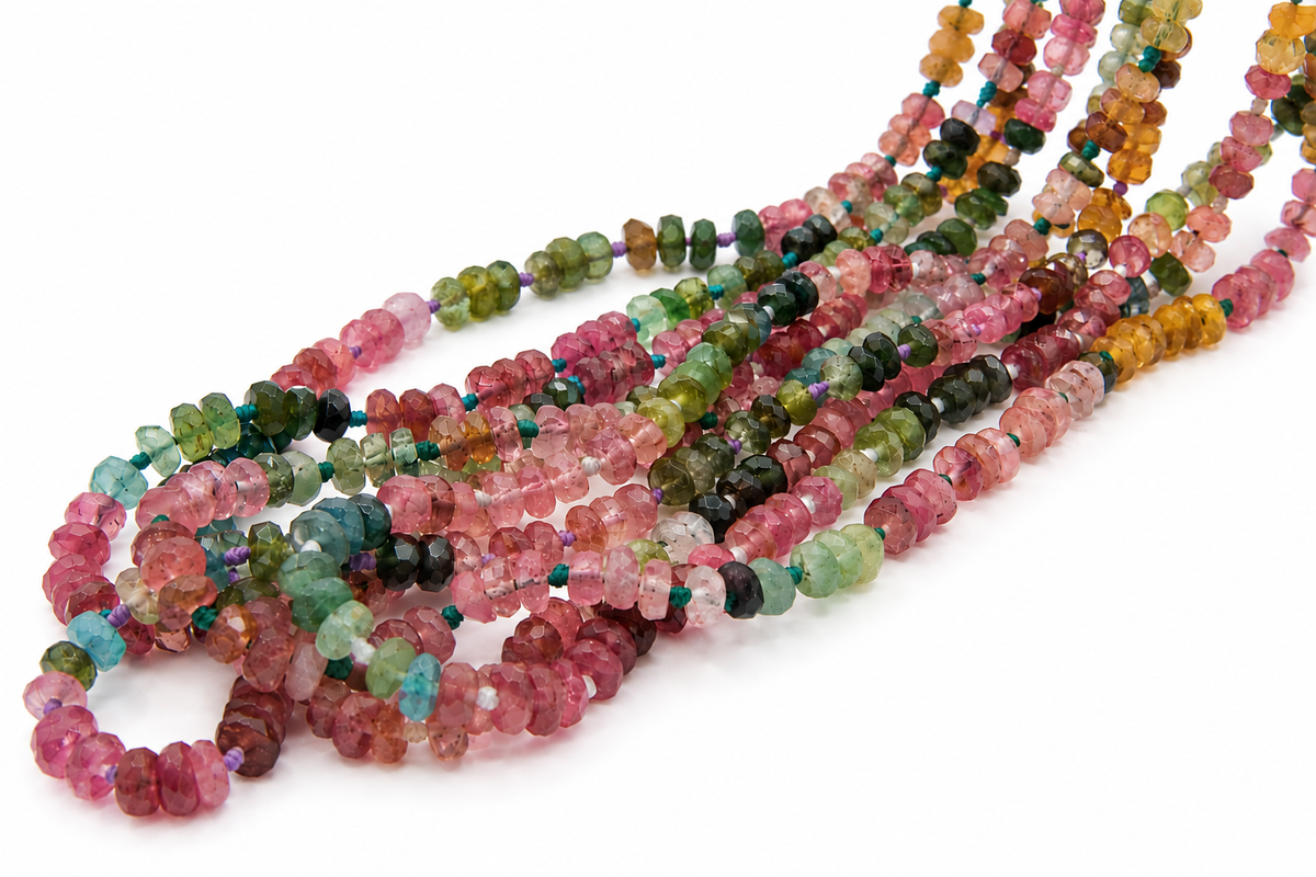 JWJ - Faceted Multi Tourmaline Rondelle Necklace