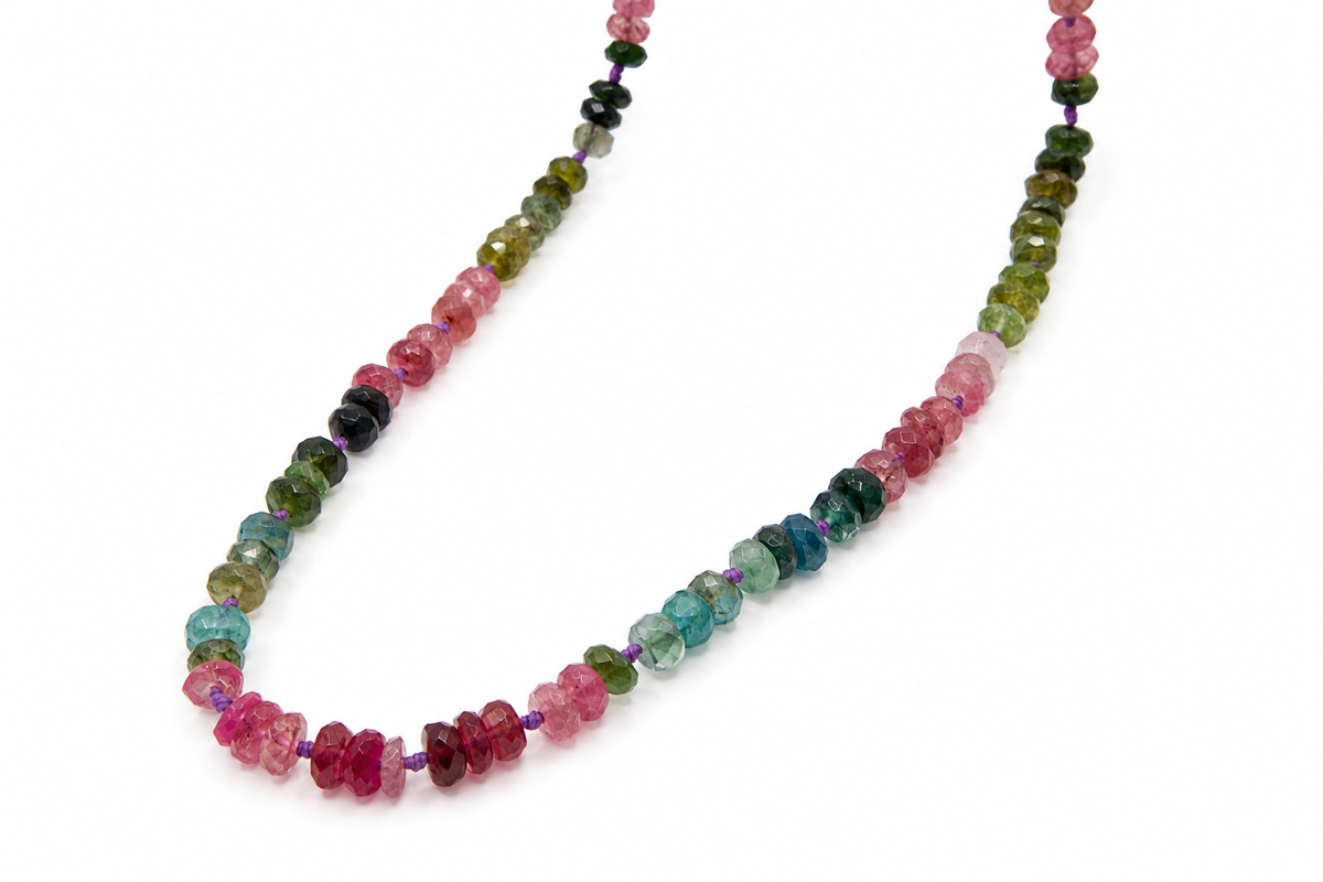 JWJ - Faceted Multi Tourmaline Rondelle Necklace