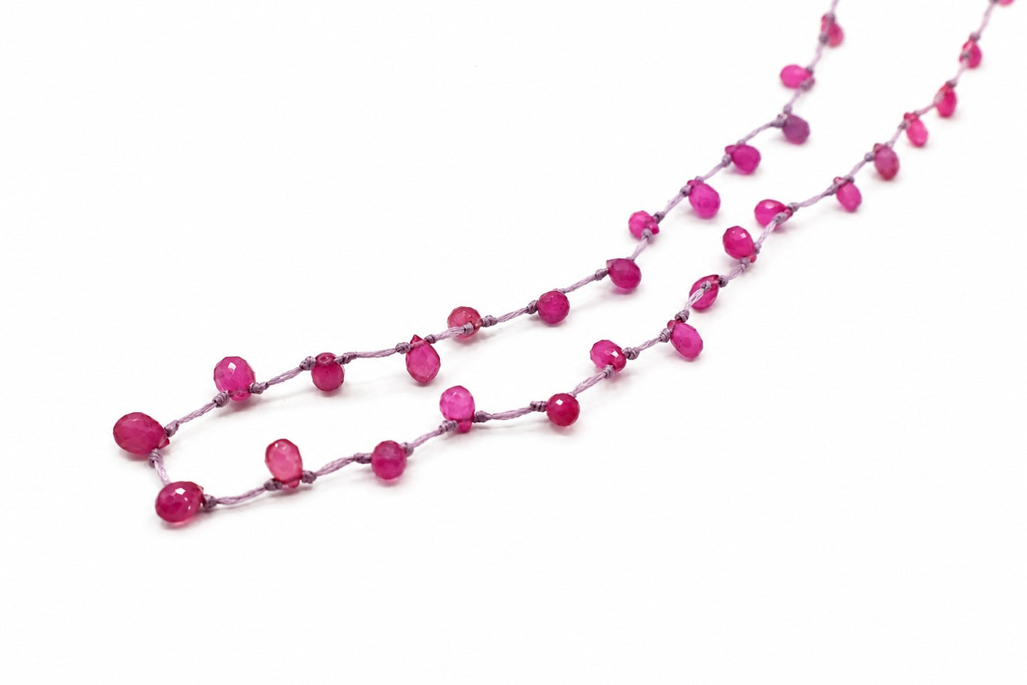 JWJ - Faceted Pink Sapphire Briolette Necklace