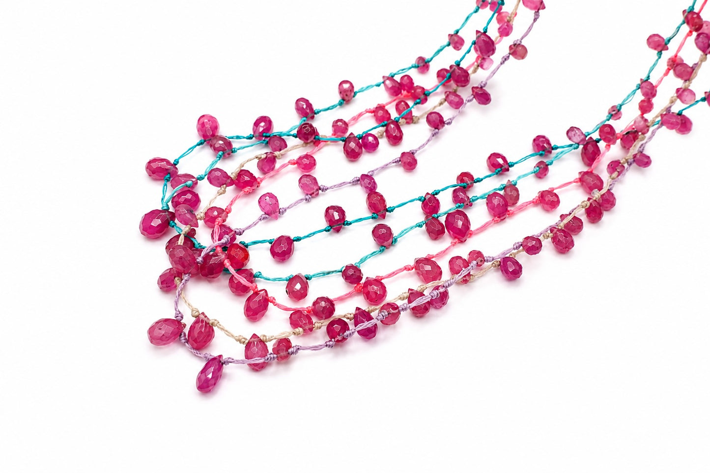 JWJ - Faceted Pink Sapphire Briolette Necklace