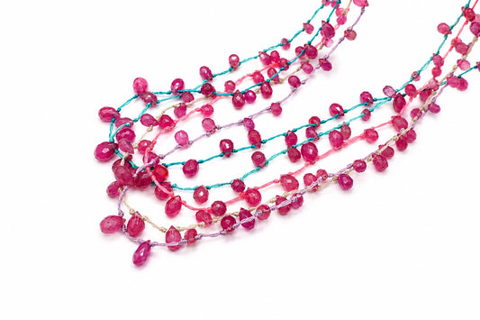 JWJ - Faceted Pink Sapphire Briolette Necklace