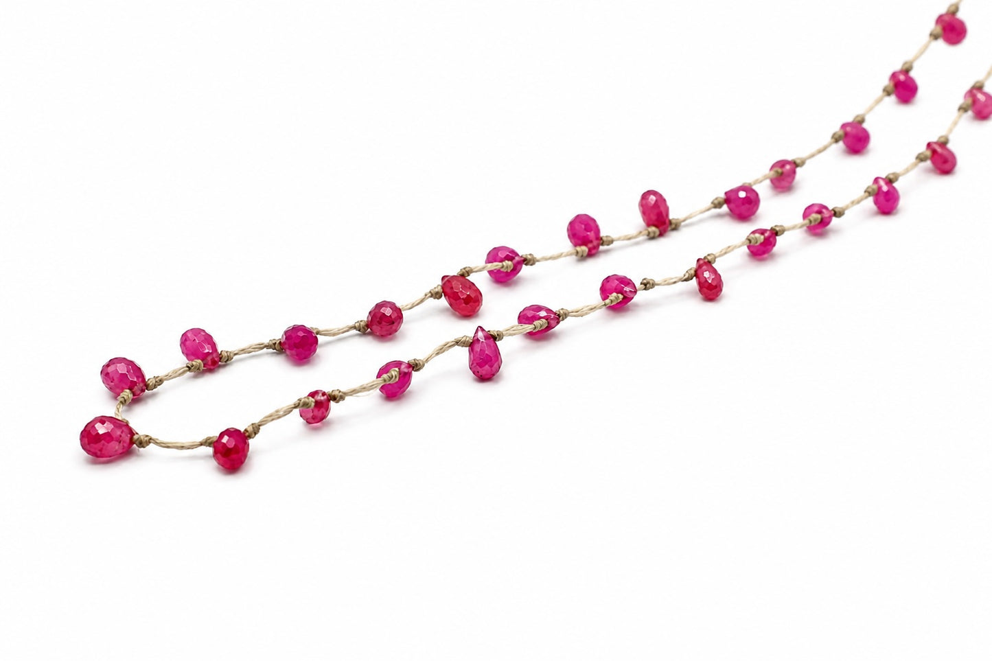JWJ - Faceted Pink Sapphire Briolette Necklace